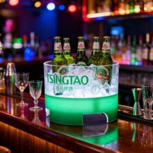 KTV酒吧发光冰桶鸡尾酒酒座 LED灯圆形亚克力啤酒底座酒具展示架