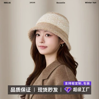 日系显脸小针织毛线帽保暖休闲水桶帽韩版帽子女式百搭甜美渔夫帽