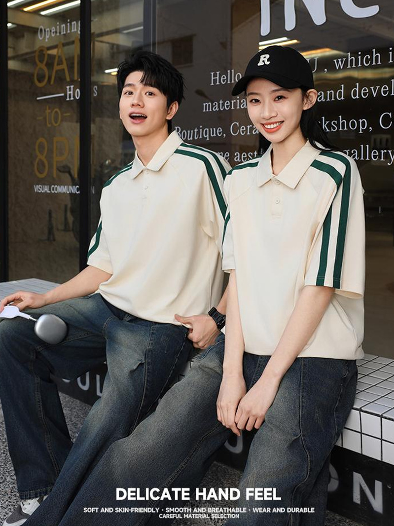 Solona Trendy Shoulder Dos barras Camisa de polo a juego de color 230g Cuello alto antibacteriano pesado Manga corta