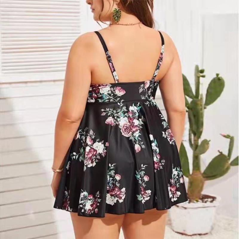 Mujeres Flor Juego De 2 Piezas Traje De Baño De Talla Grande Traje De Baño display picture 4