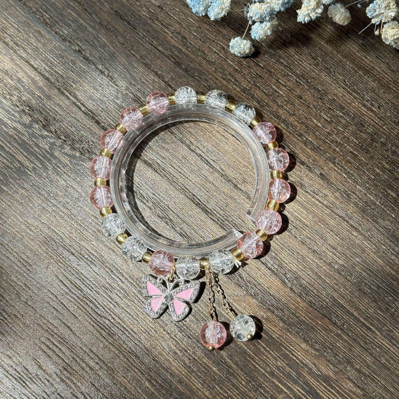 S024-폭발적인 다이아몬드 나비 핑크 팔찌#SZ208용