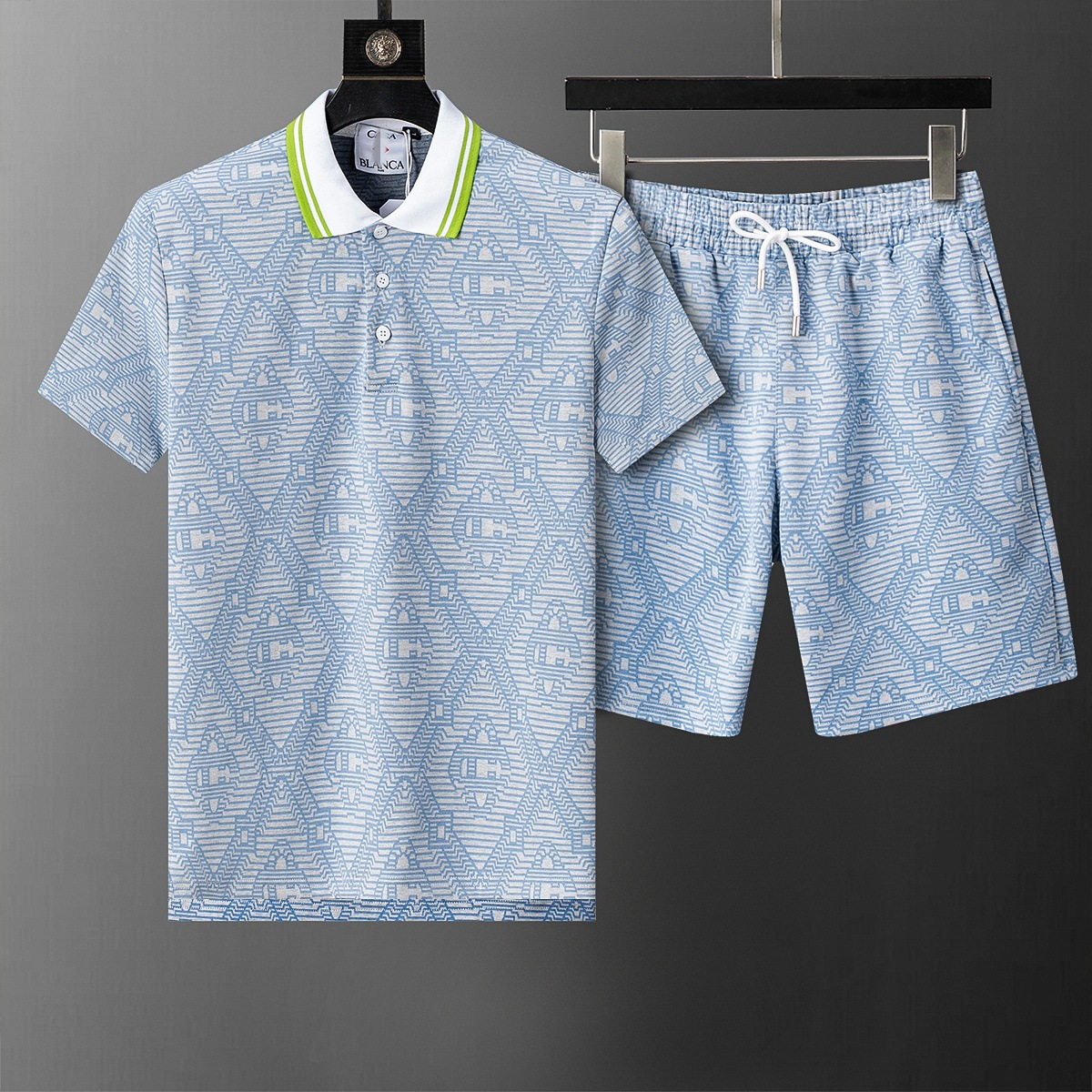 Cross-border versión correcta polo manga corta set de collar de verano clásico toalla de hombre bordado casual Europa y América explosión