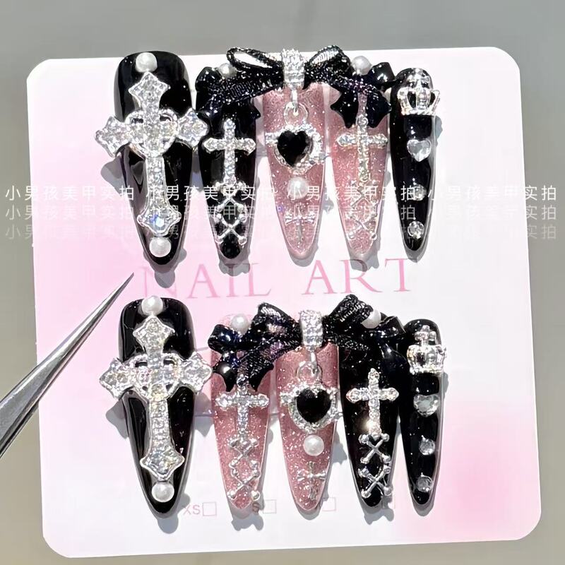 Japanese-Style Lace Series Mass-Produced Two-Dimensional Lolita Little Boy Nail Art Pure Handmade Wearable Nails with Removable Patches