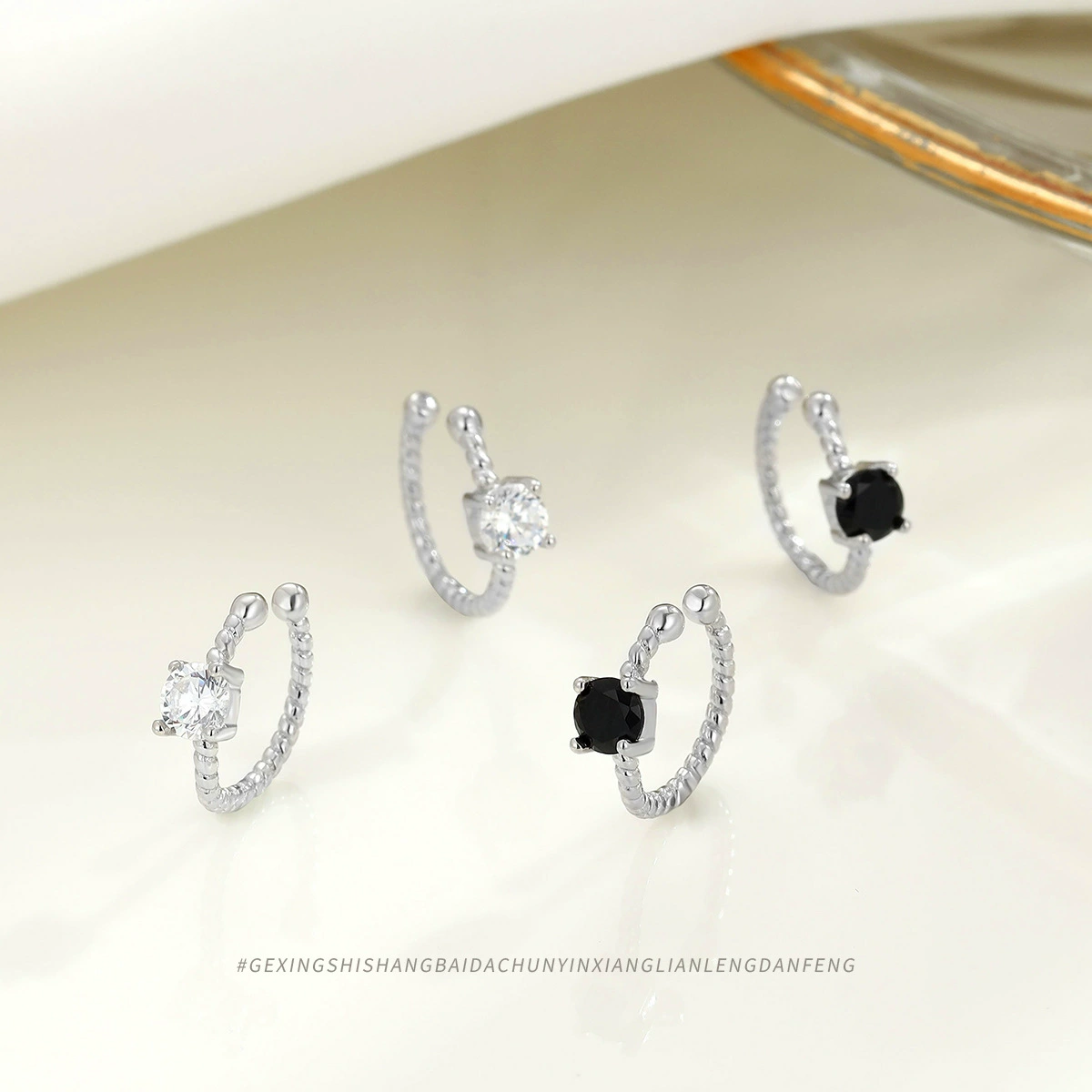 Earrings, fashionable accessory, silver 925 sample, no pierced ears