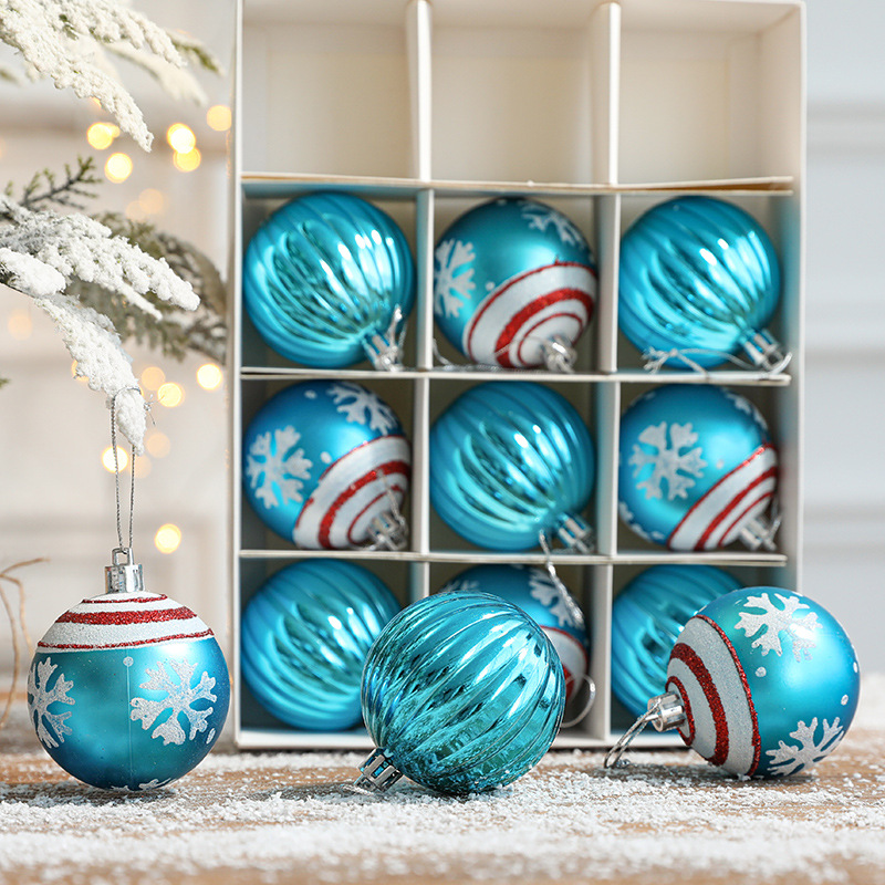 Transfronterizo de Hong Kong Heng 6cm bola decorativa de Navidad 12 bolas en caja árbol de Navidad accesorios pintados de rojo bola decoración de Navidad