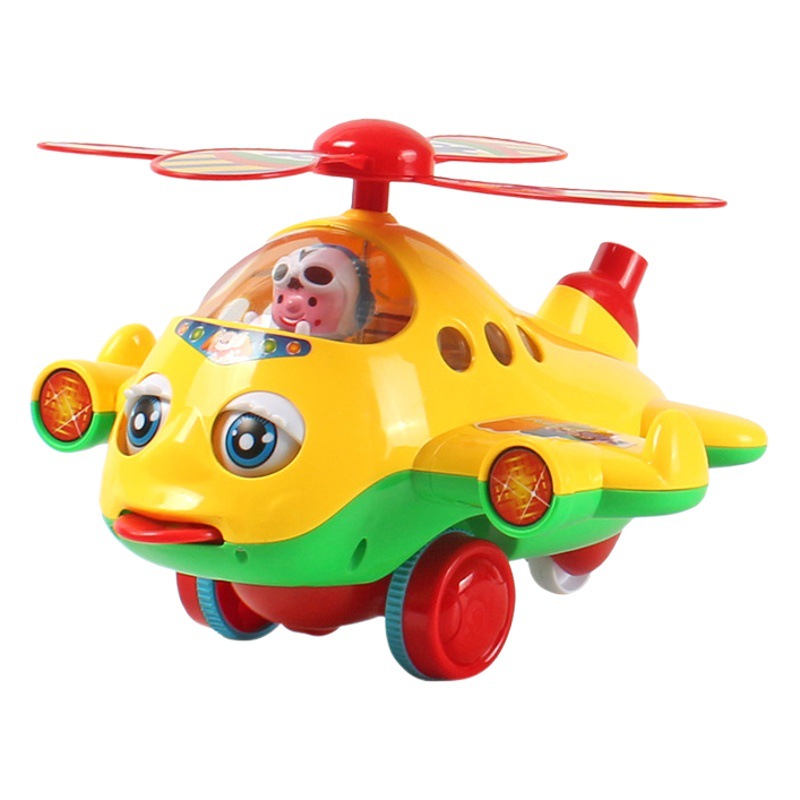 Venta al por mayor puesto popular nuevo avión de dibujos animados perro grande dibujos animados Andador de una sola pieza entrega mano empuje animal juguete