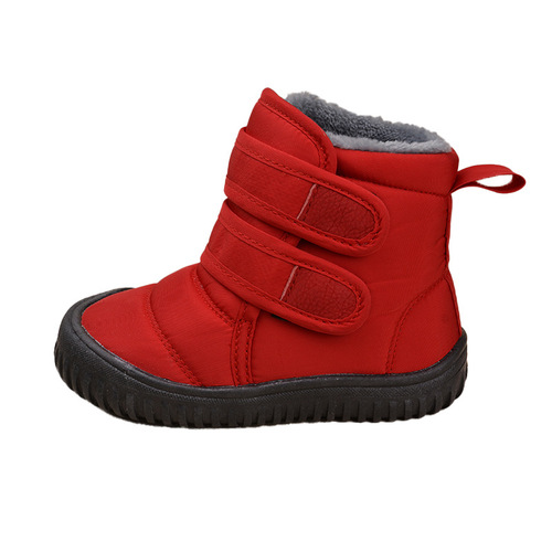 Winter cotton shoes, lightweight and fleece-lined—children's snow boots, casual baby girls' shoes, soft-soled Velcro-fastened warm boots for girls.