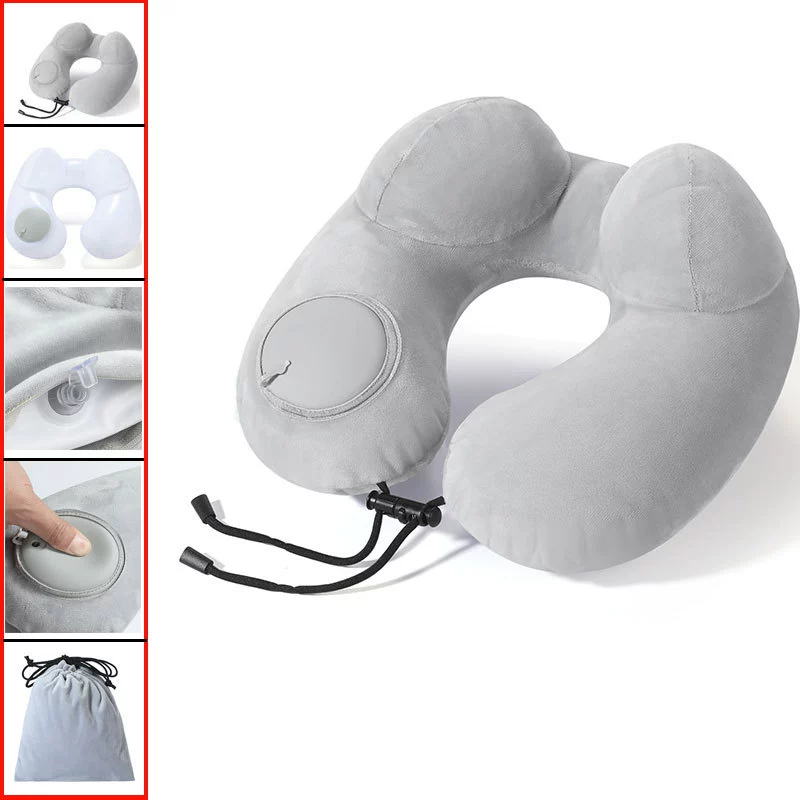 Inflatable handheld neck pillow, airplane for traveling, with neck protection