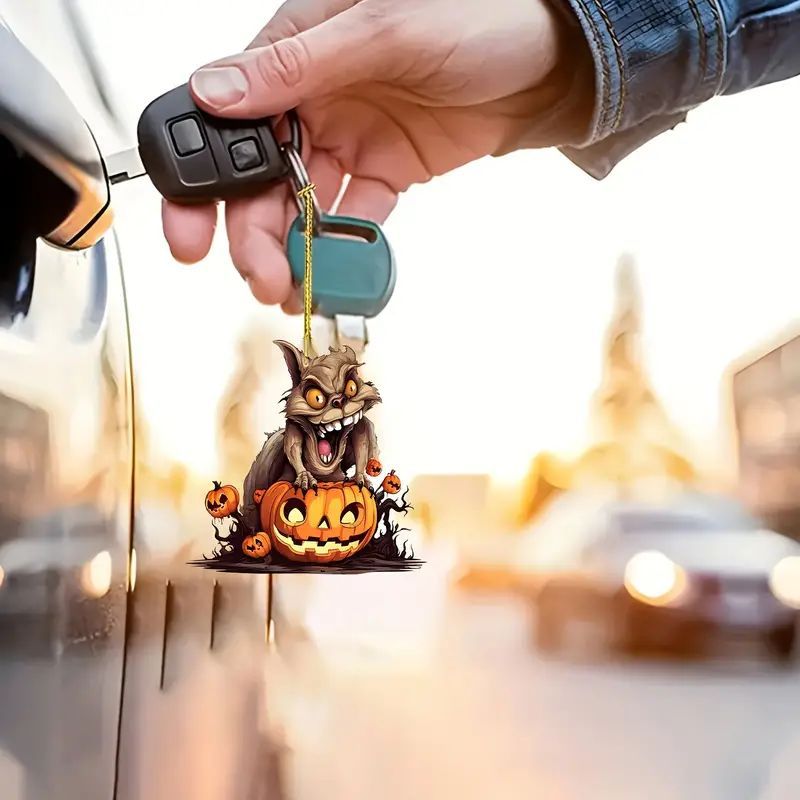 Amazon Halloween decoración de árbol de navidad adorable acrílico gato colgante de decoración de fiestas familiares colgante image 3