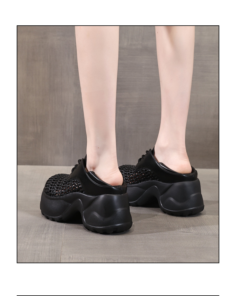 Giày sneaker nữ đế dày lưới thoáng khí, kiểu hai mang — Màu đen chi tiết 16