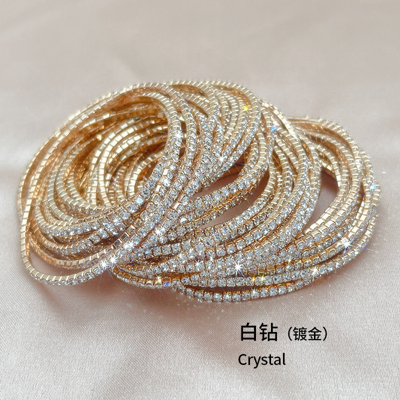 2mm claw chain single row S6 rhinestone very fine bracelet elastic bracelet tennis bracelet cross-border gold-plated bracelet manufacturers batch