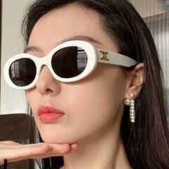 欧美复古椭圆框太阳镜跨境时尚小红书网红同款墨镜女个性街拍眼镜