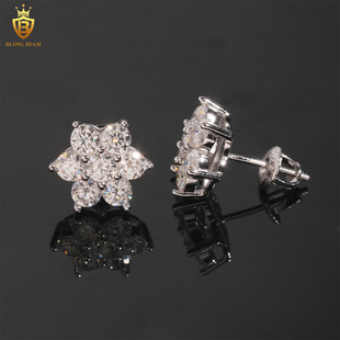INS new best selling S925 silver set moissanite classic flower stud earrings wholesale supply simple stud earrings
