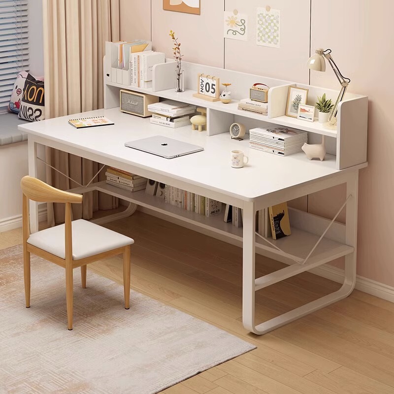 Computer Desk Desktop Home Desk Bookshelf Integrated Bedroom with Drawer Student Writing Desk Study Table Office Desk