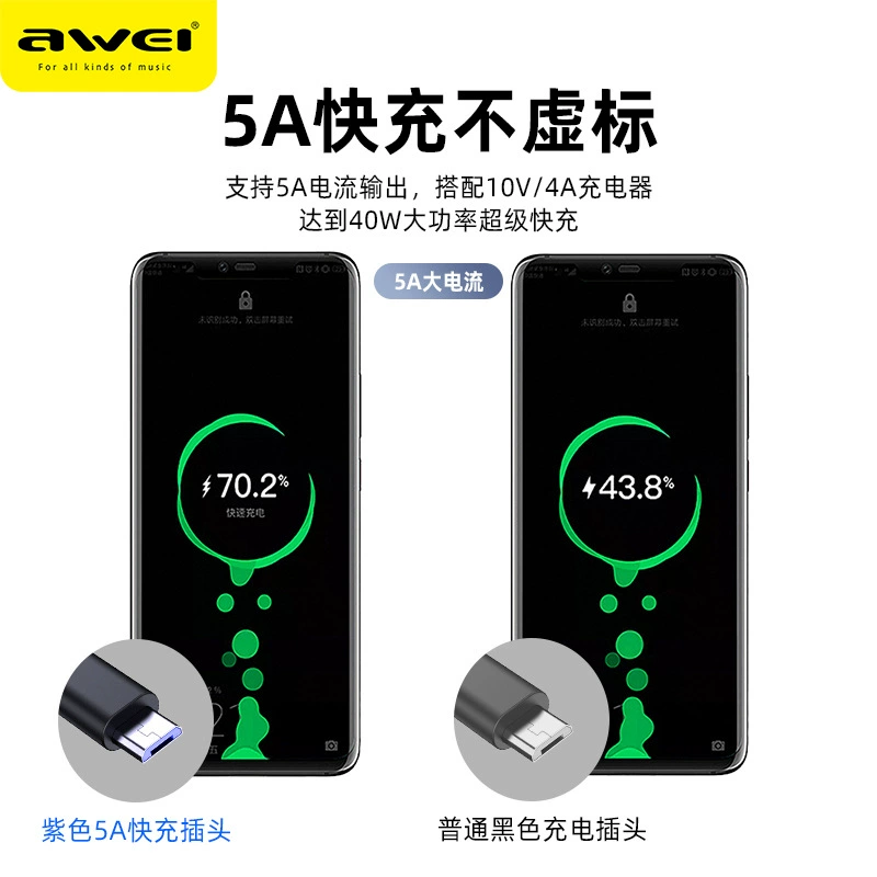 Сет данных с быстрой зарядкой 5AQC3.0 совместимый с Huawei Android Type-C мобильный телефон USB кабель передачи данных