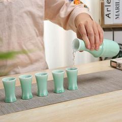 越窑青瓷酒杯家用小号高脚白酒陶瓷杯仿宋古风烈酒杯酒杯白酒杯