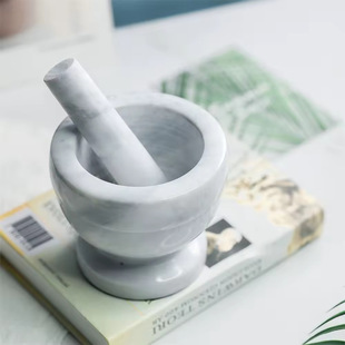 Natural Marble Grinder Household Kitchen Garlic Grinder Stone Mortar Handheld Garlic Grinder Mortar