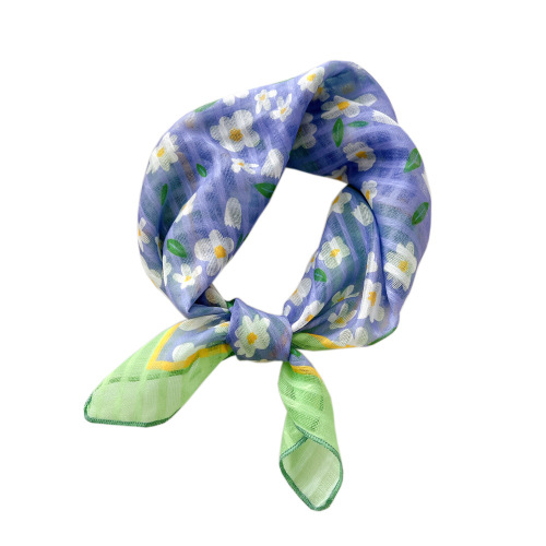 55 cotton and linen small square scarf for women Korean literary and artistic versatile fashionable spring and autumn temperament scarf headband decorative scarf