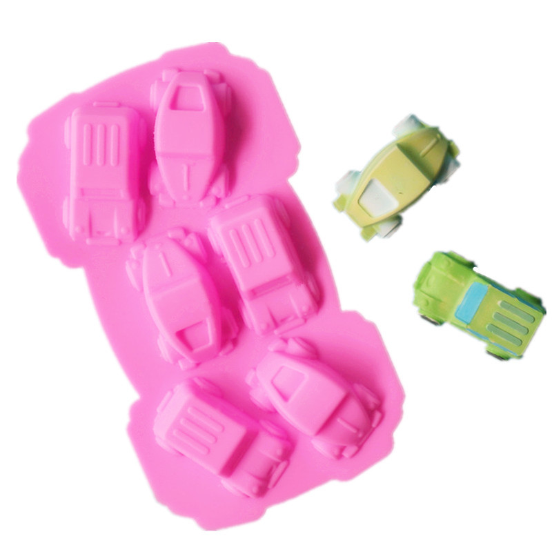 6 even car-shaped ice lattice mold chocolate mold DIY baking tools silicone mold cake decoration baking mold