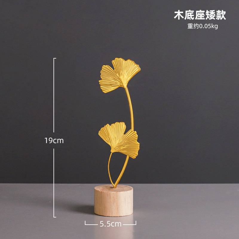 Ginkgo biloba ornamentos de hierro fundido nórdico creativo en el hogar sala de estar decoración de armario de vino de entrada artesanía de metal de lujo ligero image 7