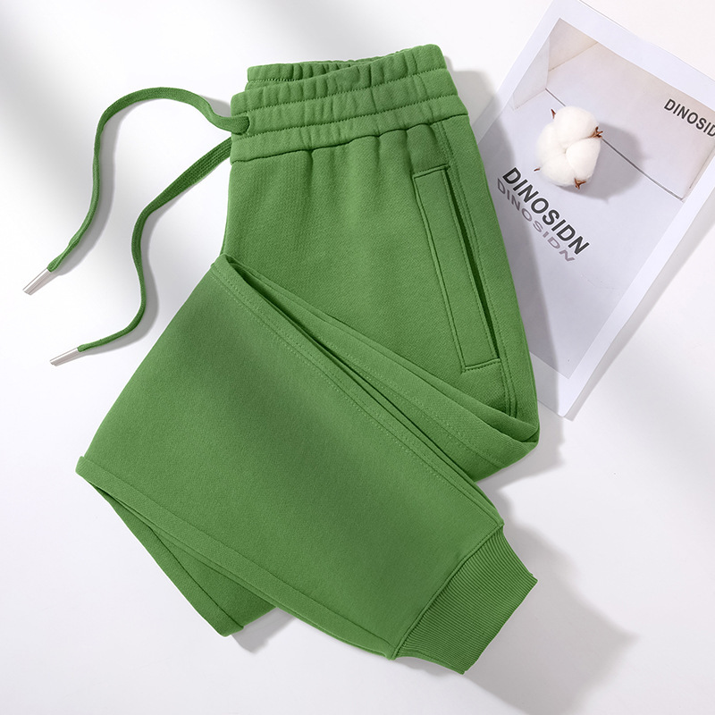 Spring and Autumn 380g Heavyweight Pure Cotton Washed Women's Pants 100% Cotton Slim-Fit Sweatpants Fashionable Casual Sports Pants Versatile
