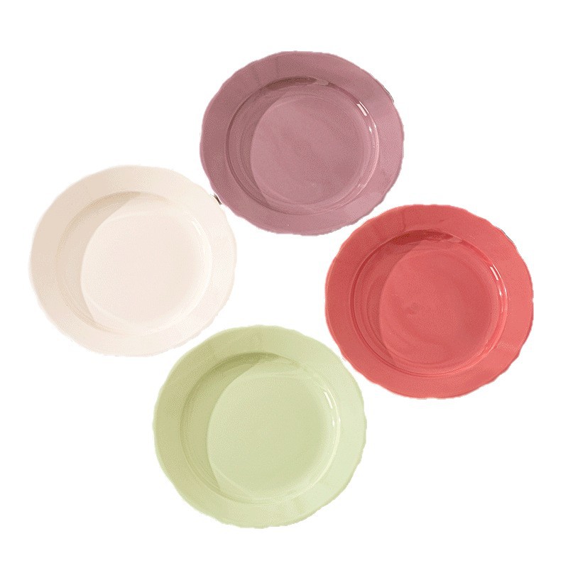 Plato de cerámica simple personalizado Plato de sombrero de paja de color bajo vidriado Exportación transfronteriza Plato de filete exclusivo Plato redondo Vajilla de cerámica image 6