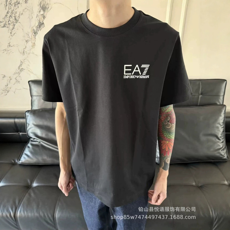 Ea7 Short-Sleeved Summer New Style Letter Printed Short-Sleeved T-Shirt Trendy Brand Same Style Loose Fit for Men and Women