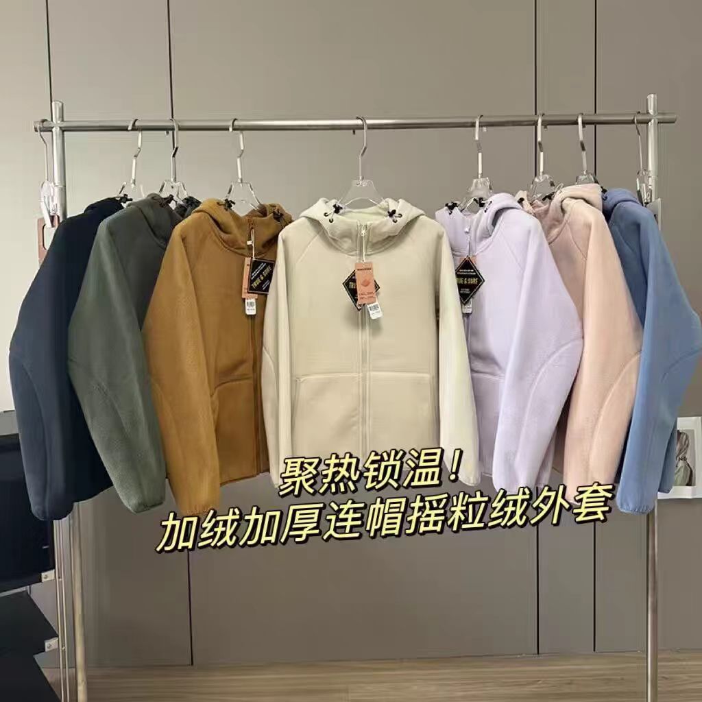 Women's Winter Cozy Fleece-lined Insulated Windproof Loose Plush Fleece Jacket Zip-up Sweatshirt Open Cardigan