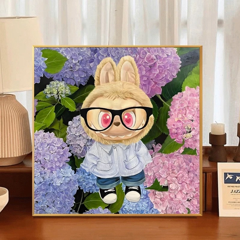 LABUBU 油絵 LABUBU 漫画吊り絵画デスクトップリビングルーム絵画子供部屋寝室装飾絵画|undefined