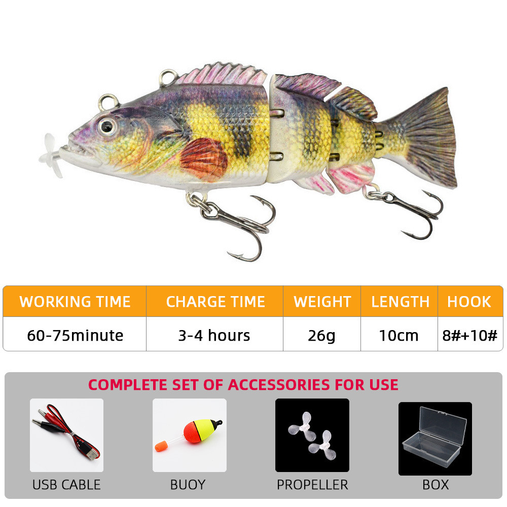 Eléctrico multi-Sección de pescado Luya cebo electrónico cebo recargable LED luminoso motor de la hélice de natación Luya cebo falso