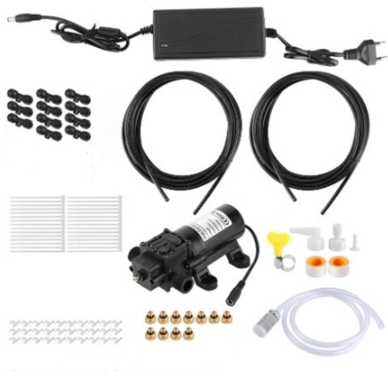 12V bomba 220 fuente de alimentación baja presión traje de pulverización de refrigeración humidificación eliminación de polvo boquilla de cobre de riego desinfección inducción automática