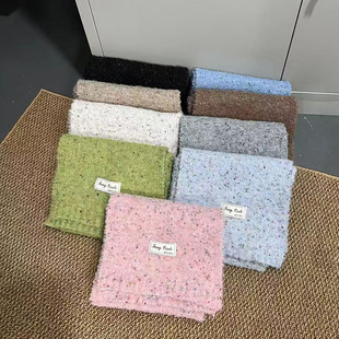 Hua Yang Sweetheart ~ Sweet Sister Rainbow Candy Soft Waxy Knitted Scarf Women's Autumn and Winter Solid Color Warm Cold-proof Scarf with Wool