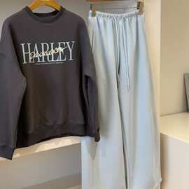 高光奶油蓝| 2026早春高腰阔腿可收脚口显瘦高休闲长裤