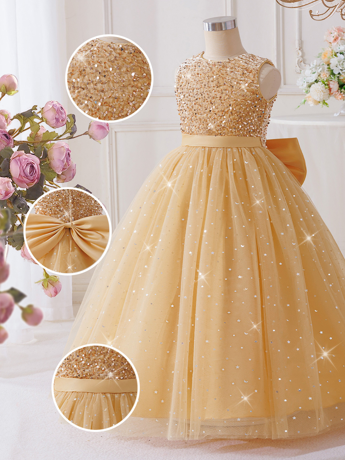 2026 nuevo vestido de niño grande vestido de sequela princesa Xiaoyu vestido de arco floral vestido de regalo de cumpleaños