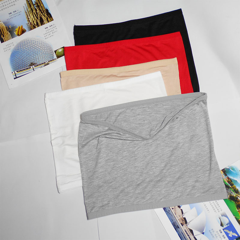 Modal Cotton Anti-Glow Flat Top Strapless Women's Top Short Mid-length Trousers Strapless Base Underwear Chest Wrapping Large Size