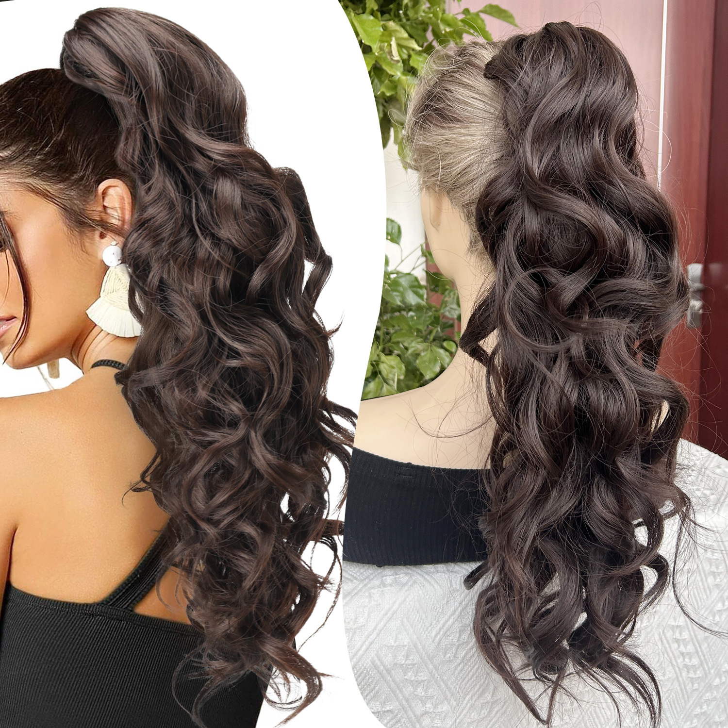 Cauda de caballo transfronteriza captura clips rolling wig