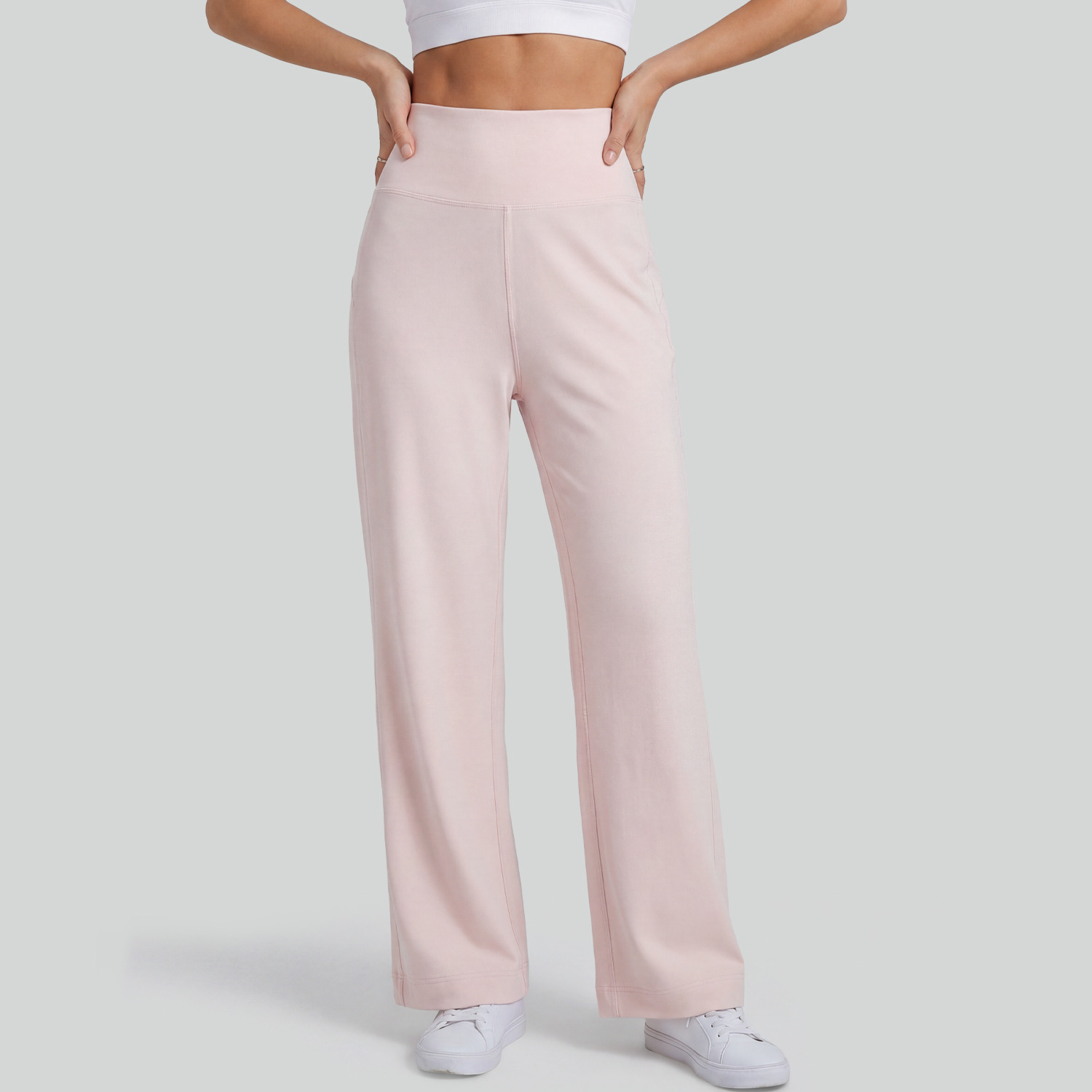 Juyi Tang mel桃 bolsillo de cintura trasero relajado tubo recto pantalones de yoga de cintura alta delgaseante