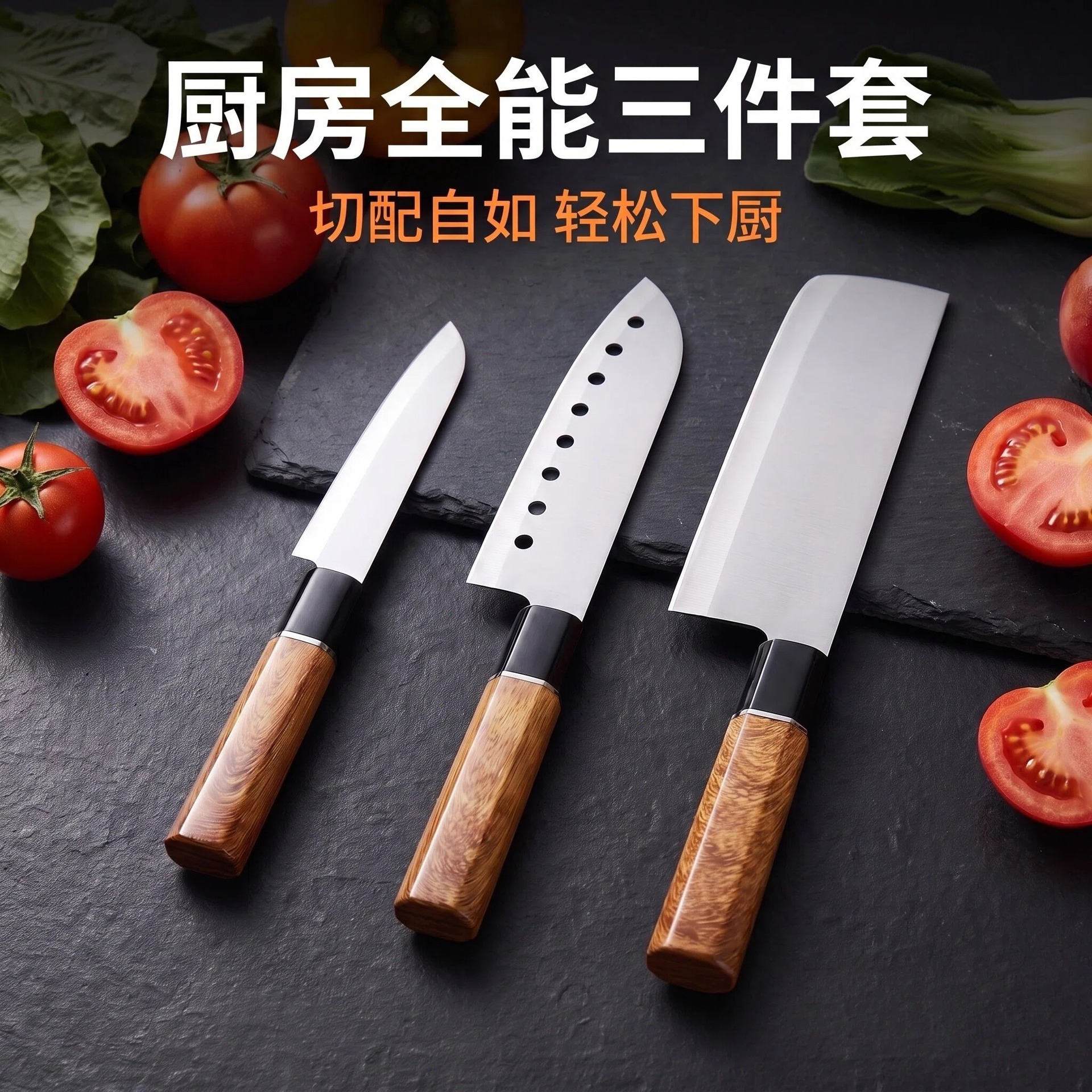 Direct sales from Yangjiang factory: chef's knife, slicing knife, household fruit knife, stainless steel 7-hole sushi knife, kitchen fruit knife