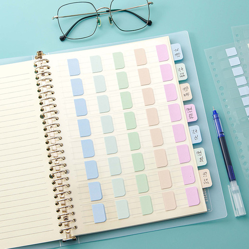 Stapled Index Tabs Bulk Cultural Bookmark Stickers Strong Adhesive Note Pad Set Office Supplies Colored Fluorescent Tabs