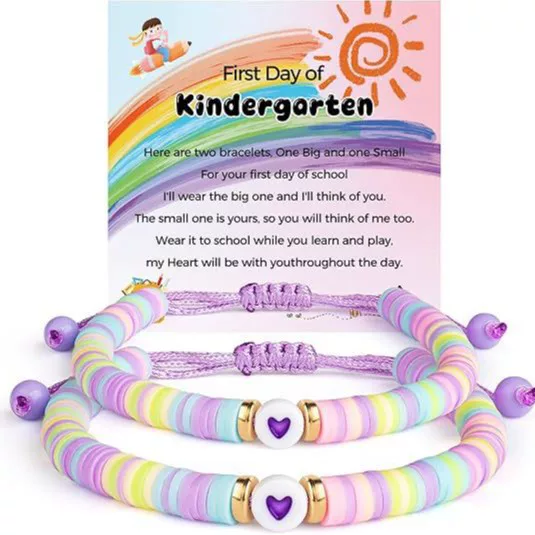 Amazon's Hottest Back-To-School Season Soft Clay Hand-Woven Bracelet Rose Quartz Amethyst Back-To-School Season Parent-Child Bracelet