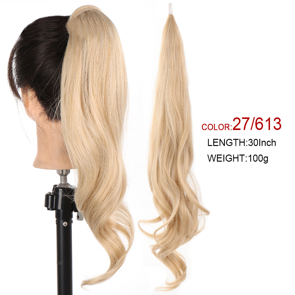 Coda di cavallo sintetica femminile lunga riccia magica avvolgimento coda di cavallo treccia bacchetta capelli soffici e naturali_voghion.com