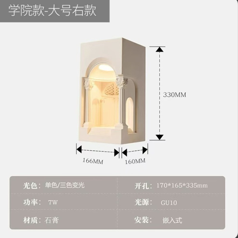 嵌入式石膏壁灯佛罗伦萨墙角壁灯转角感应氛围灯香薰宫殿壁龛灯|undefined