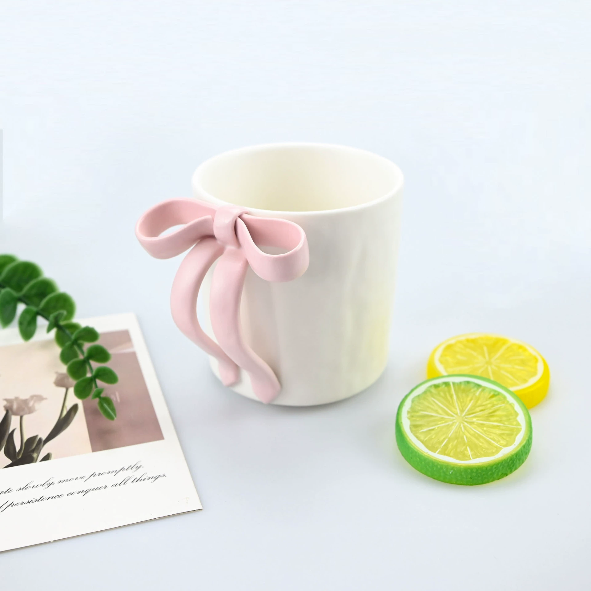 New three-dimensional bow shape ceramic cup mug ins high-looking drinking couple coffee cup exquisite
