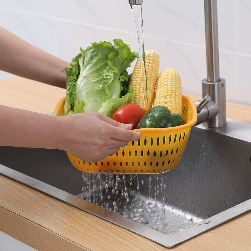 二重の水たまりのプラスチック六点セットの台所の野菜と果物の野菜を洗う神器の野菜を洗うたらいの水たまりのかごのセット|undefined