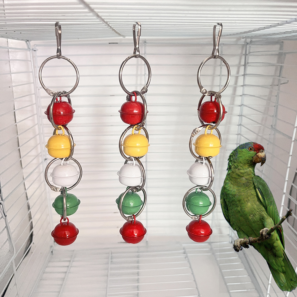 Nuevo juguete de pájaro con tema de Navidad transfronterizo, campana de loro, cuerda de pájaro con mordida, cuerda de sonido, accesorios de jaula de pájaro colgante