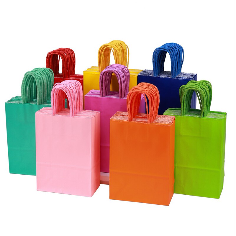 Cross-Border Colored Kraft Paper Bags, Paper Takeout Packaging Bags, Clothing Tote Bags, Holiday Gift Bags, Custom Paper Bags