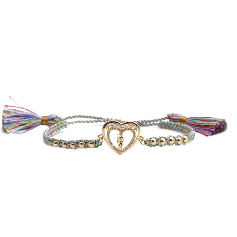 Ethnic Style Zircon Heart Shape Adjustable Bracelet display picture 8