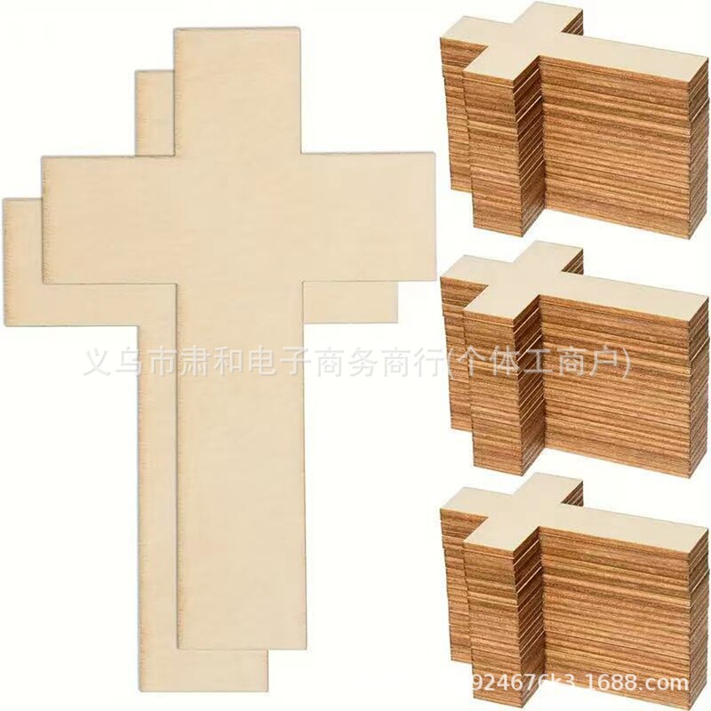 Cross-Border Wooden Cross Pieces, Children's Painting Tools, Solid Wood Home Decor Ornaments, DIY Crafts