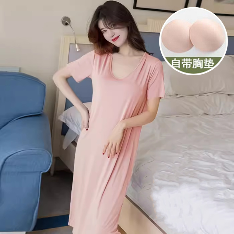Verano mangas cortas cojín de pecho pijama mujer nueva ropa de aire acondicionado vestimenta delgada ropa de verano para el hogar mujer