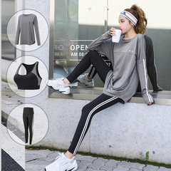 大碼瑜伽服女秋冬季健身長袖速乾衣寬鬆胖MM200斤跑步運動服套裝